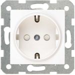 Karre White Earthted Socket C.P. Mec+Button/Cover