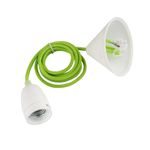 Lampholder E27 Design set ar Textilekabel green SHADA + LEDmaxx