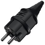 Plug with combined PE-cond. acc. to german and french standard, 16A 2p+E, 230V, IP44, black