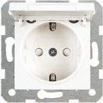 Karre White Earthted  Socket With Lid  Mec+Button/