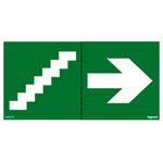 Label - for emergency lighting luminaires - stairs on right - 100 x 200 mm