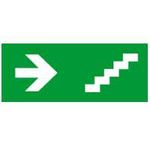 Label - for emergency lighting luminaires - stairs on right - 310x112 mm