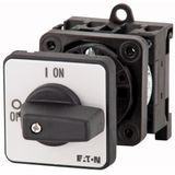 On-Off switch, P1, 25 A, rear mounting, 3 pole + N, with black thumb grip and front plate