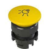 Illuminated yellow mushroom button with marking E2 1PL2F541L16