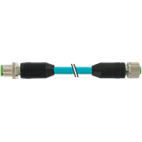 M12 male 0°/M12 fem. 0° B-cod. PUR AWG24+22 shielded bu+drag-ch 0.3m