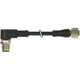 M12 male 90° / M12 female 0° A-cod. PUR 4x0.34 bk UL/CSA+drag ch. 21m