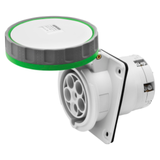 10° ANGLED FLUSH-MOUNTING SOCKET-OUTLET HP - IP66/IP67 - 3P+E 63A >50V >300-500HZ - GREEN - 2H - MANTLE TERMINAL