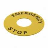 Legend plate, emergency stop, 60 mm dia., round, yellow A22 0053B