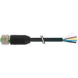 M12 female 0° A-cod. with cable PUR 12x0.14 bk UL/CSA+drag ch. 1.5m