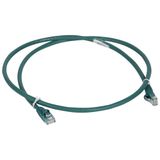 Patch cord RJ45 category 6 U/UTP unscreened LSZH green 1 meter
