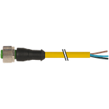 M12 female 0° A-cod. with cable PUR 5x0.34 ye UL/CSA+drag ch. 1m