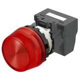 M22N Indicator, Plastic projected, Red, Red, 24 V, push-in terminal