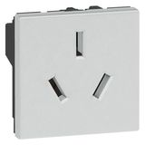 Arteor™ - Socket - Chinese - 10 A - 2P+E shuttered - 2 modules - Soft Alu