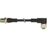 M12 male 0° / M12 female 90° A-cod. PUR 5x0.34 bk UL/CSA+drag ch. 1.5m