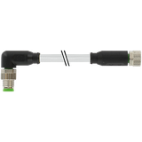 M8 male 90°/M8 fem. 0° A-cod. PUR 4x0.34 shielded gy+drag-ch 0.3m