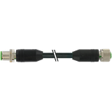 M12 male 0° / M12 female 0° A-cod. PUR 12x0.14 bk UL/CSA+drag ch. 10m