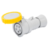 STRAIGHT CONNECTOR HP - IP66/IP67/IP68/IP69 - 2P+E 16A 100-130V 50/60HZ - YELLOW - 4H - SCREW WIRING