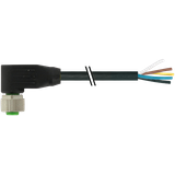 M12 female 90° A-cod. with cable PVC 4x0.34 bk UL/CSA 5m