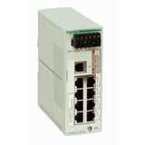 switch, Modicon Networking, basic managed switch, 6 ports for copper, 3 ports for fiber optic multimode
