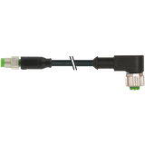 M8 male 0° / M12 female 90° A-cod. PVC 3x0.25 bk UL/CSA 0.6m