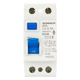 Residual Current Circuit Breaker 10kA, 40A, 2-pole, 100mA