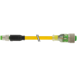 M8 male 0° / M12 female 0° A-cod. LED PUR 3x0.25 ye +robot+drag ch. 1m