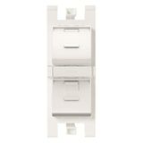 T1016.7 BL 2-gang plain outlet with shutter - White