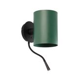GUADALUPE BLACK WALL LAMP WITH READER GREEN LAMPSH