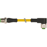 M12 male 0° / M12 female 90° A-cod. PUR 3x0.34 ye +robot+drag ch. 0.3m