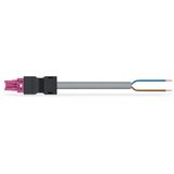 pre-assembled connecting cable Socket/open-ended 2-pole pink