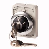 Key-operated actuator, Flat Front, maintained, 2 positions, Ronis 455, Key withdrawable: 0, Metal bezel
