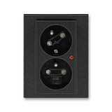5593H-C02357 63 Double socket outlet with earthing pins, shuttered, with turned upper cavity, with surge protection