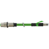 M12 fem. recept. D /RJ45 male 0° PUR 1x4xAWG22 shielded gn+dragch 0.4m