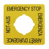 Emergency Stop label, 50x50mm