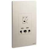 281135CH Mallia Senses 2 gang shaver socket outlet - 120/240 volts