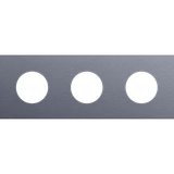 Threefold faceplate, 71 mm centre distance, for 3 socket outlets, Niko Rocker and Niko Toggle, alu blue grey brushed