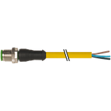 M12 male 0° A-cod. with cable PUR 5x0.34 ye UL/CSA+drag ch. 7m