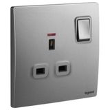 281118DS Mallia Senses 1 gang BS switched socket outlet double pole - with LED - 13A