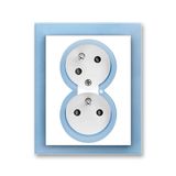 5593M-C02357 41 Double socket outlet with earthing pins, shuttered, with turned upper cavity, with surge protection