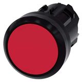 Pushbutton, 22 mm, round, plastic, red, pushbutton, flat momentary contact type, with laser labeling, upper case