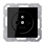 French/Belgian system socket, 16 A 250 V ~, screw terminals, integrated increased contact protection, SAFETY+, thermoset, series A, black