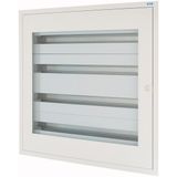 Complete flush-mounted flat distribution board with window, white, 33 SU per row, 4 rows, type C