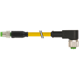 M8 male 0° / M12 female 90° A-cod. PVC 3x0.25 ye UL/CSA 2m