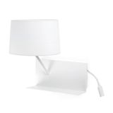 HANDY WHITE WALL LAMP WITH LED LEFT READER 1XE27 M