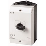 On-Off switch, P1, 25 A, surface mounting, 3 pole, 1 N/O, 1 N/C, with black thumb grip and front plate, UL/CSA