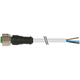 M12 female 0° A-cod. with cable PUR 4x0.34 gy UL/CSA+drag ch. 12m