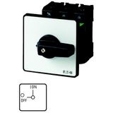 On-Off switch, P3, 63 A, rear mounting, 3 pole + N, with black thumb grip and front plate