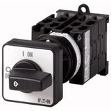 On-Off switch, T0, 20 A, rear mounting, 5 contact unit(s), 9-pole, with black thumb grip and front plate