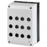 Surface mounting enclosure, 12 holes, black/light grey