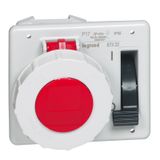 Interlocked switched socket with small flange P17 - IP55 - 380/415V~-16A -3P+N+E